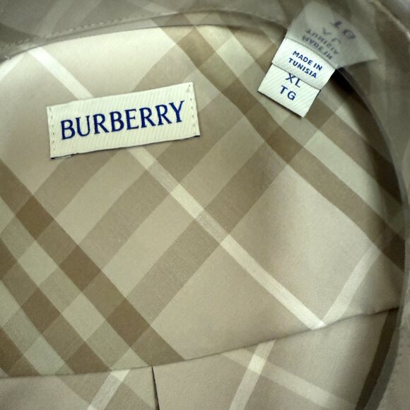 Burberry Robert Check Long Sleeve Button Up Shirt Men’s NEW Stone Grey XL - Picture 5 of 8